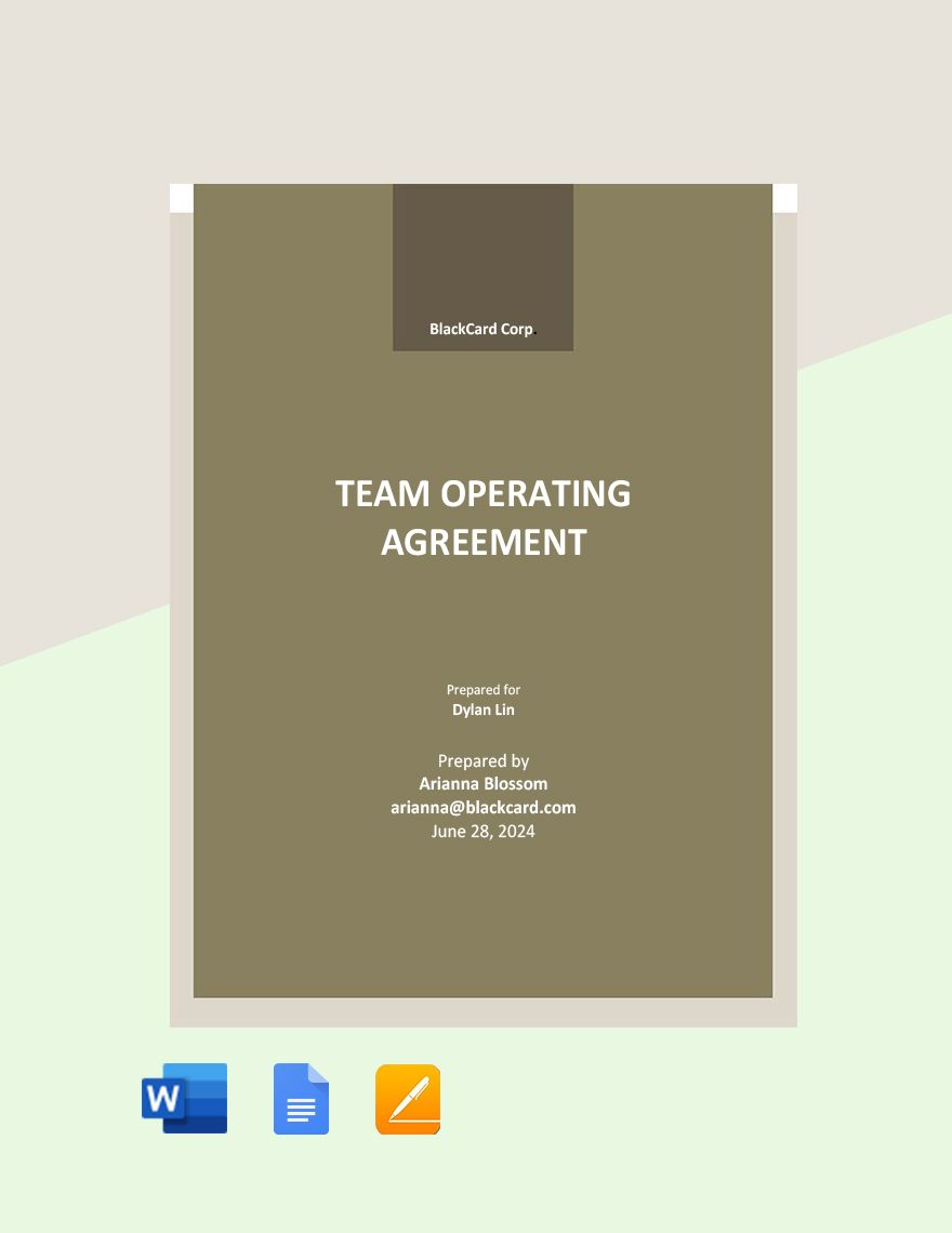 Team Operating Agreement Template in Word, Google Docs, Apple Pages