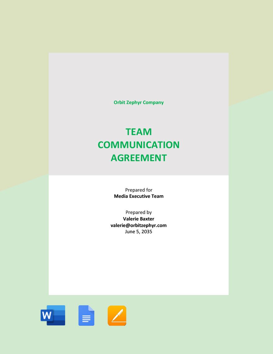 Team Communication Agreement Template in Word, Google Docs, PDF, Apple Pages