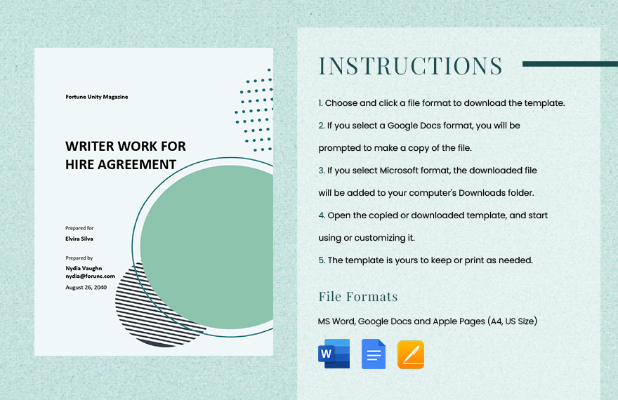 Writer Work for Hire Agreement Template