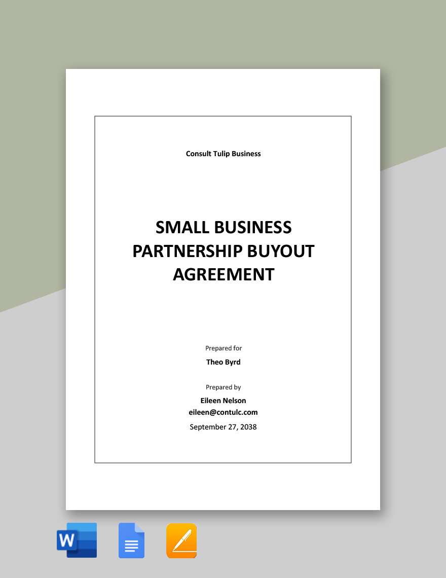 Small Business Partnership Buyout Agreement Template