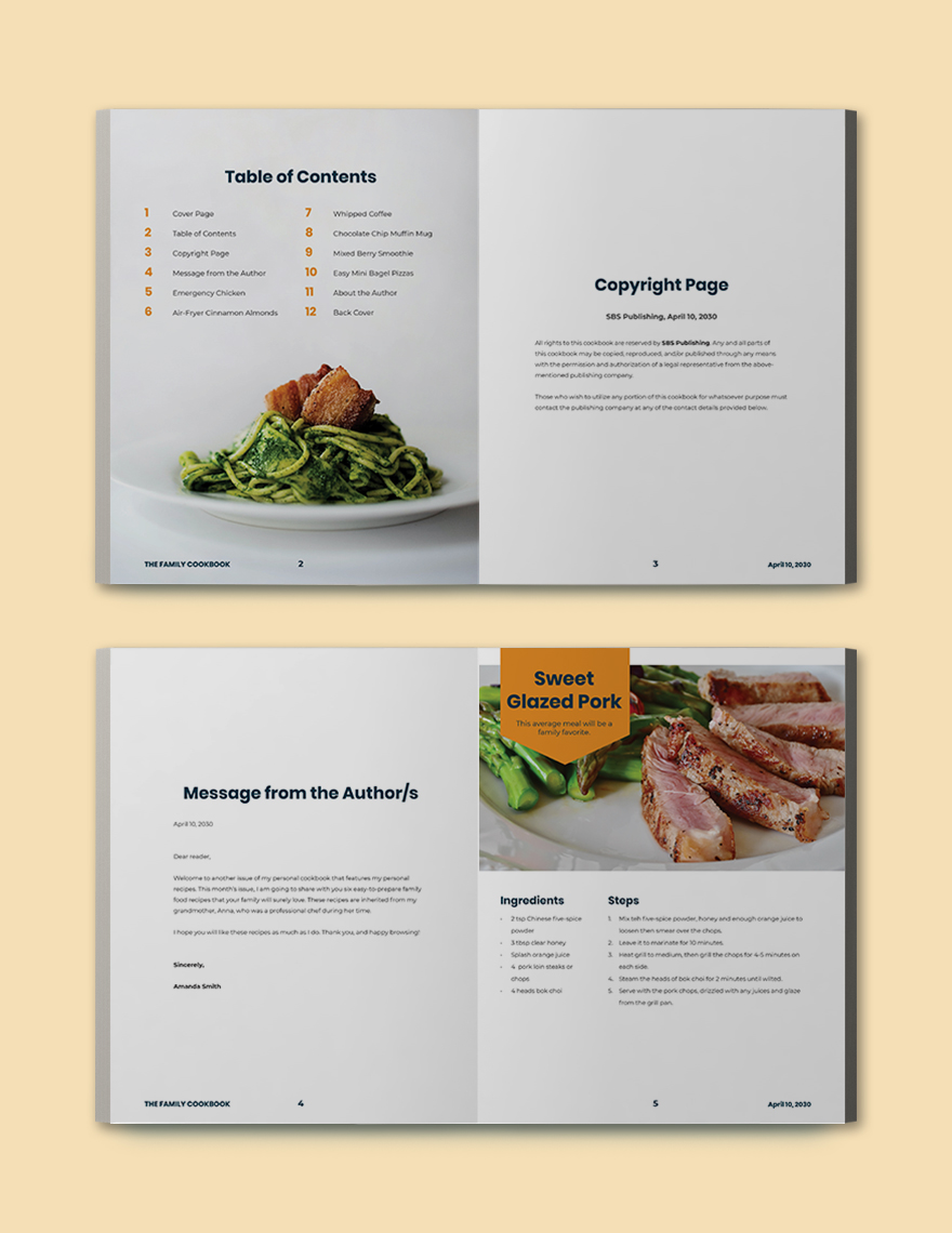 Creative Family Cookbook Template Format