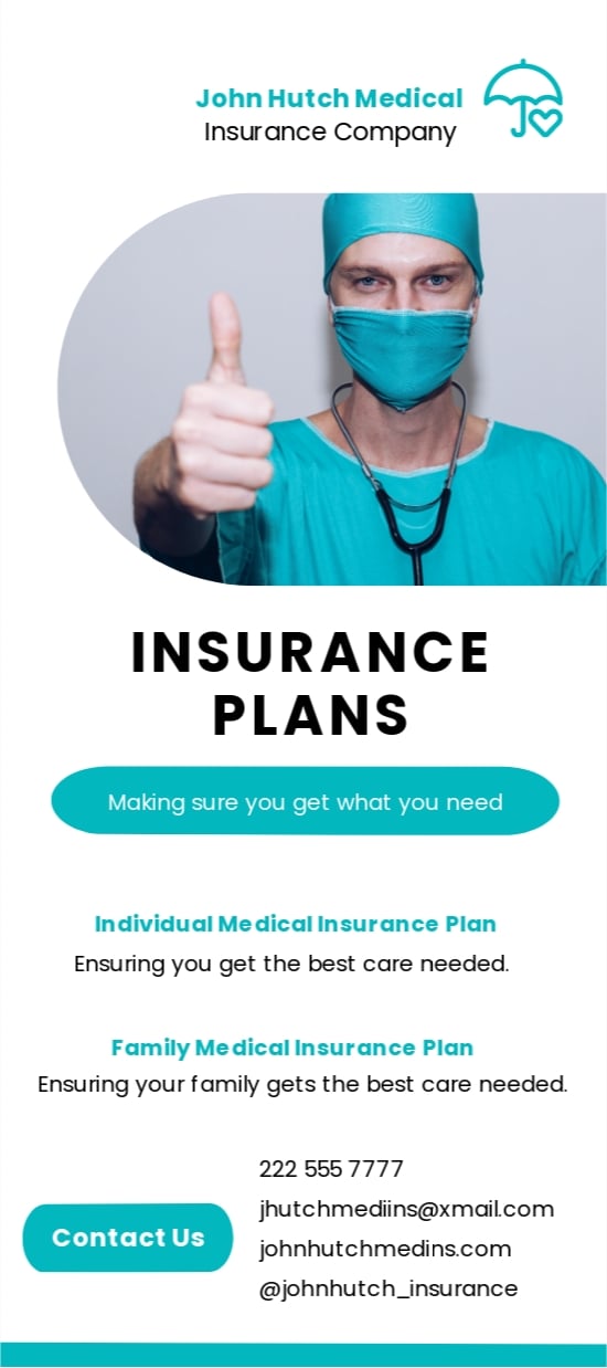 Medical Insurance DL Card Template in Word, Google Docs
