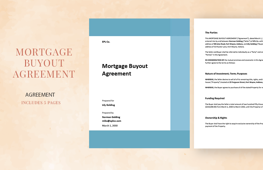 Mortgage Buyout Agreement Template