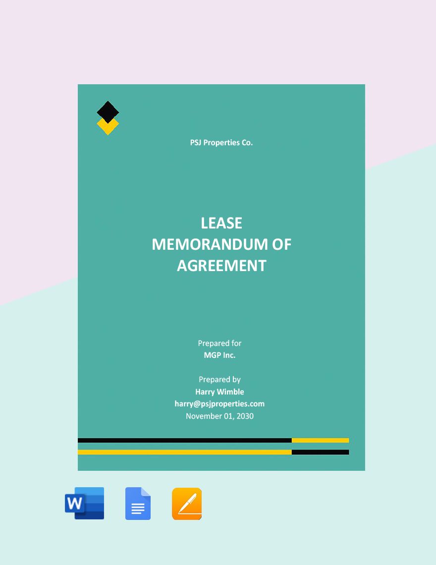 Lease Memorandum of Agreement Template