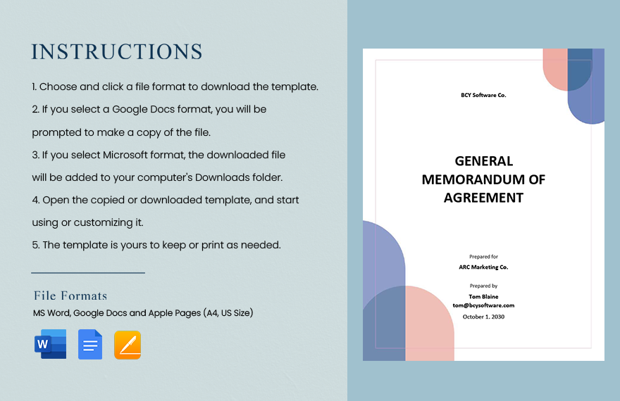 General Memorandum of Agreement Template