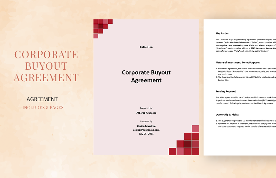 Corporate Buyout Agreement Template