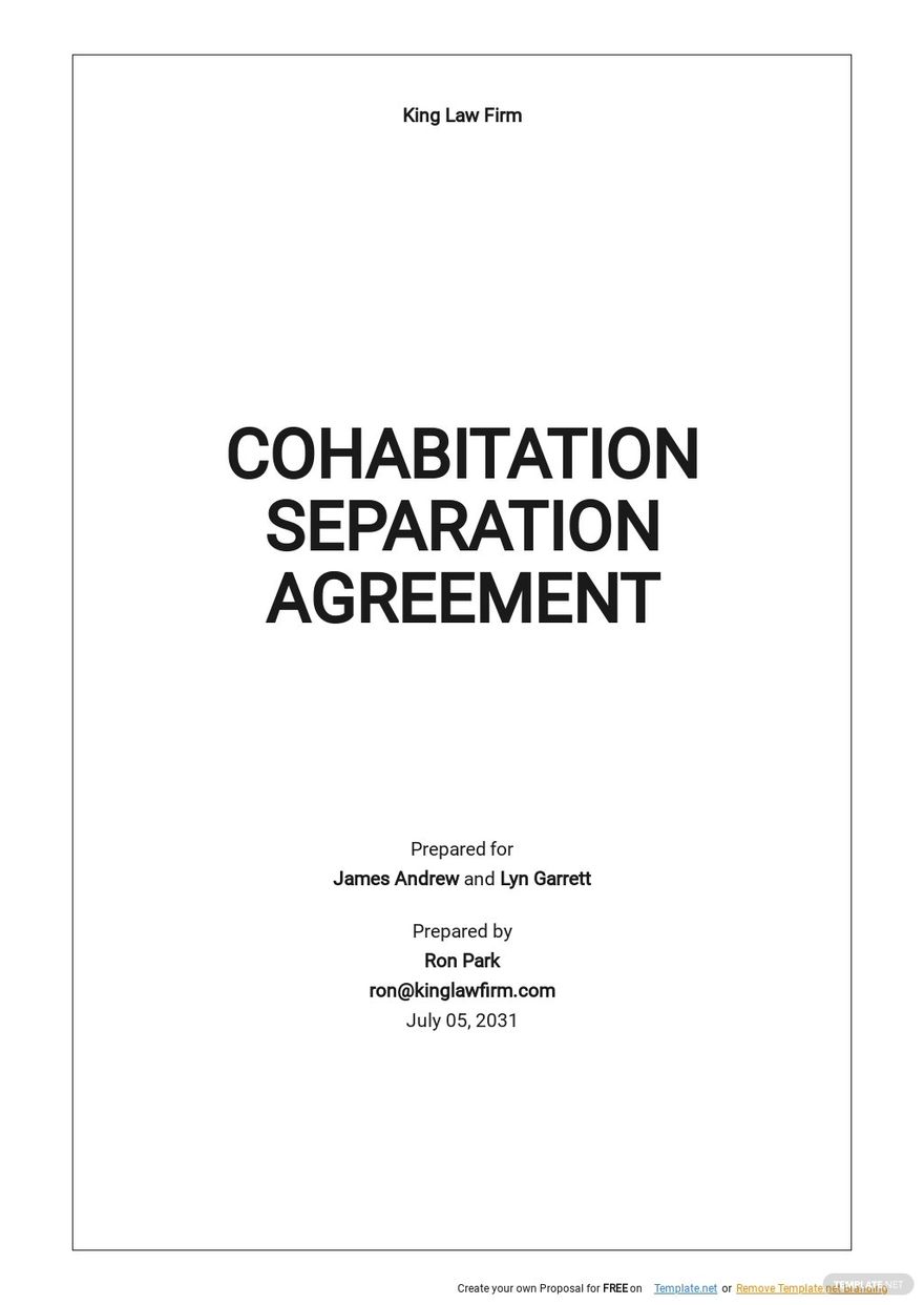 Cohabitation Separation Agreement Template