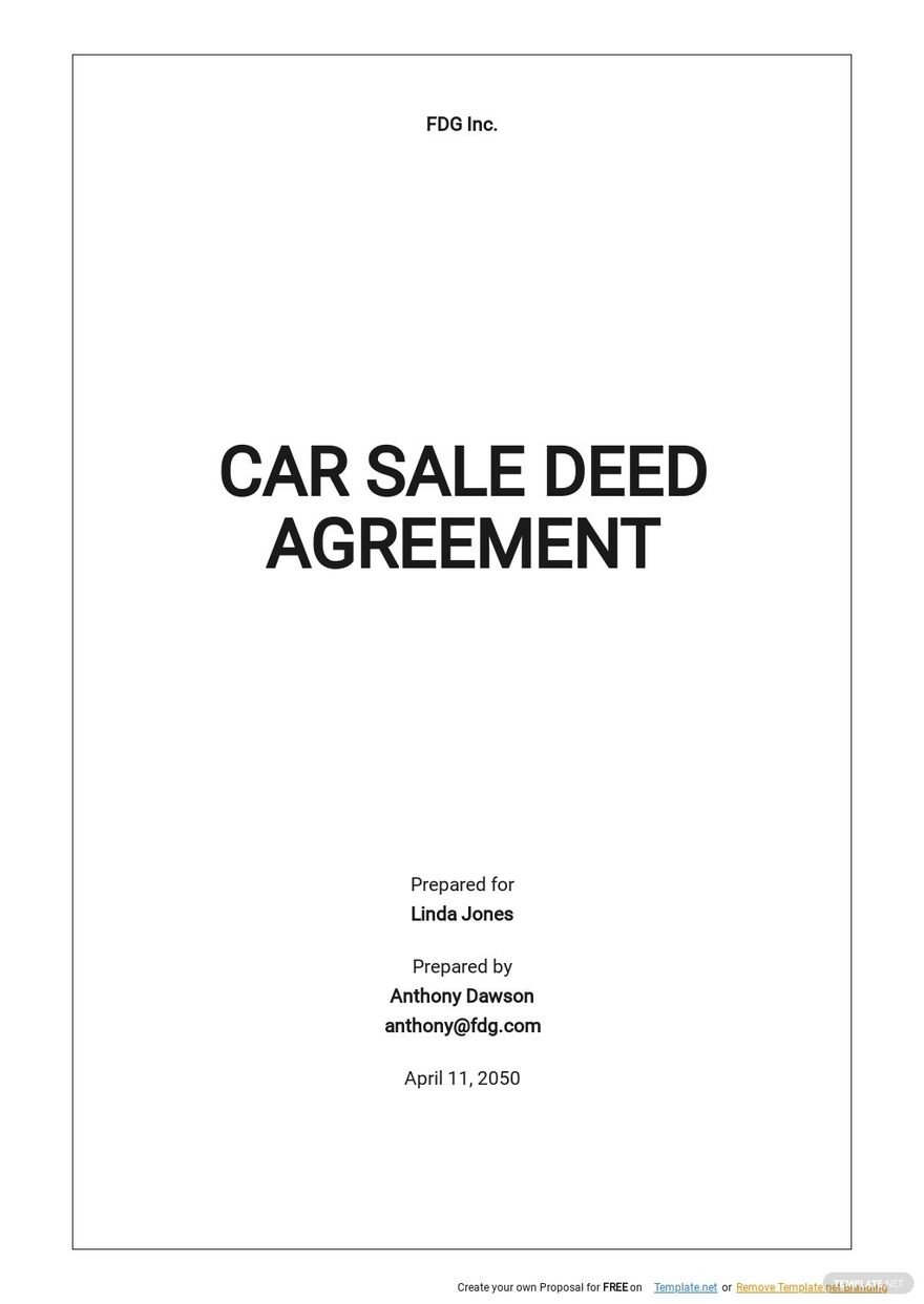 Car Sale Deed Agreement Template Google Docs, Word, Apple Pages, PDF