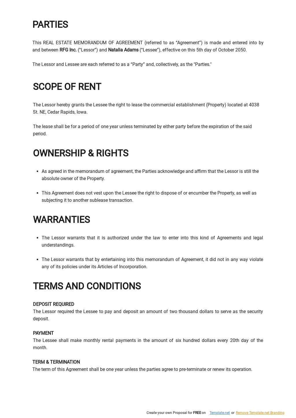 Real Estate Memorandum of Agreement Template 1.jpe