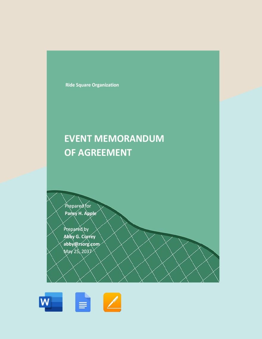 Free Event Memorandum of Agreement Template in Word, Google Docs, PDF, Apple Pages