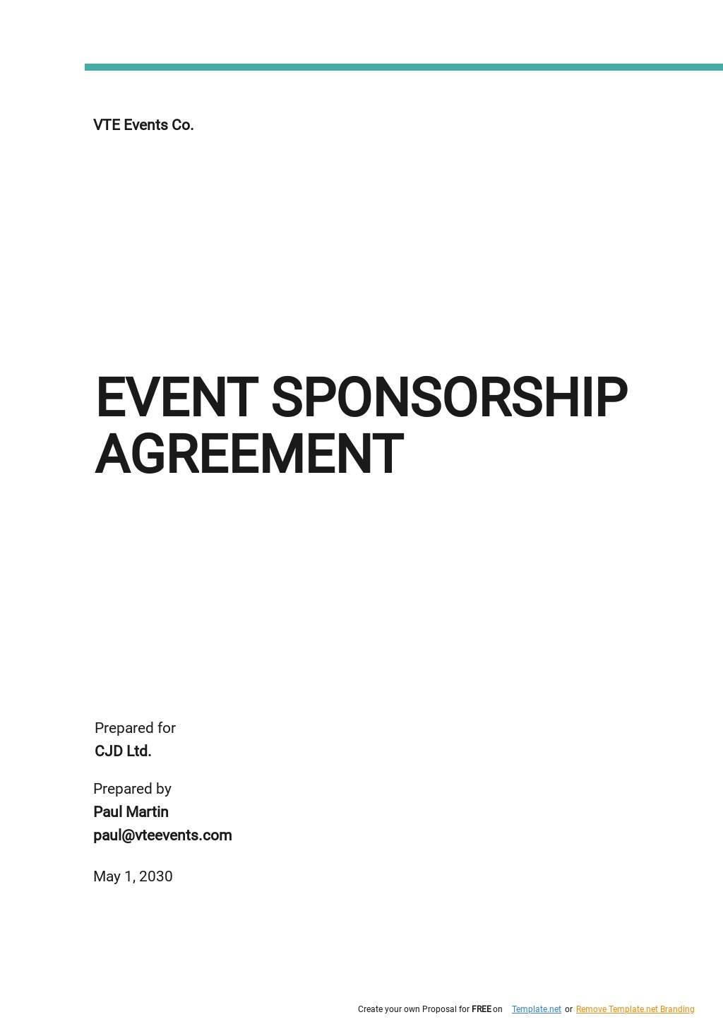 Event Sponsorship Agreement Template