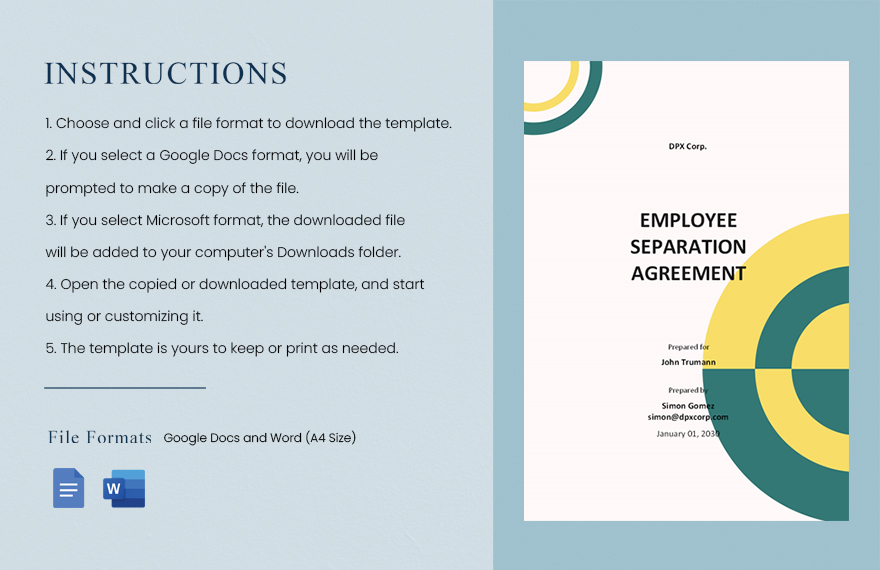 Employee Separation Agreement Template