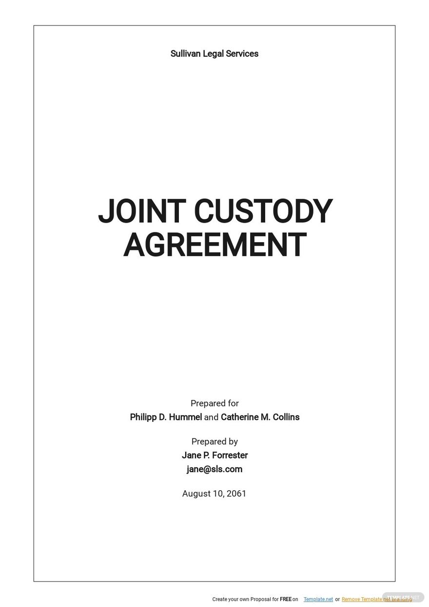 Free Standard Joint Custody Agreement Template .jpe