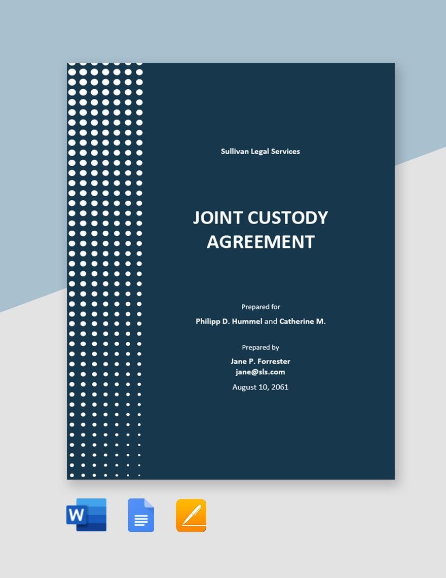Free Standard Joint Custody Agreement Template