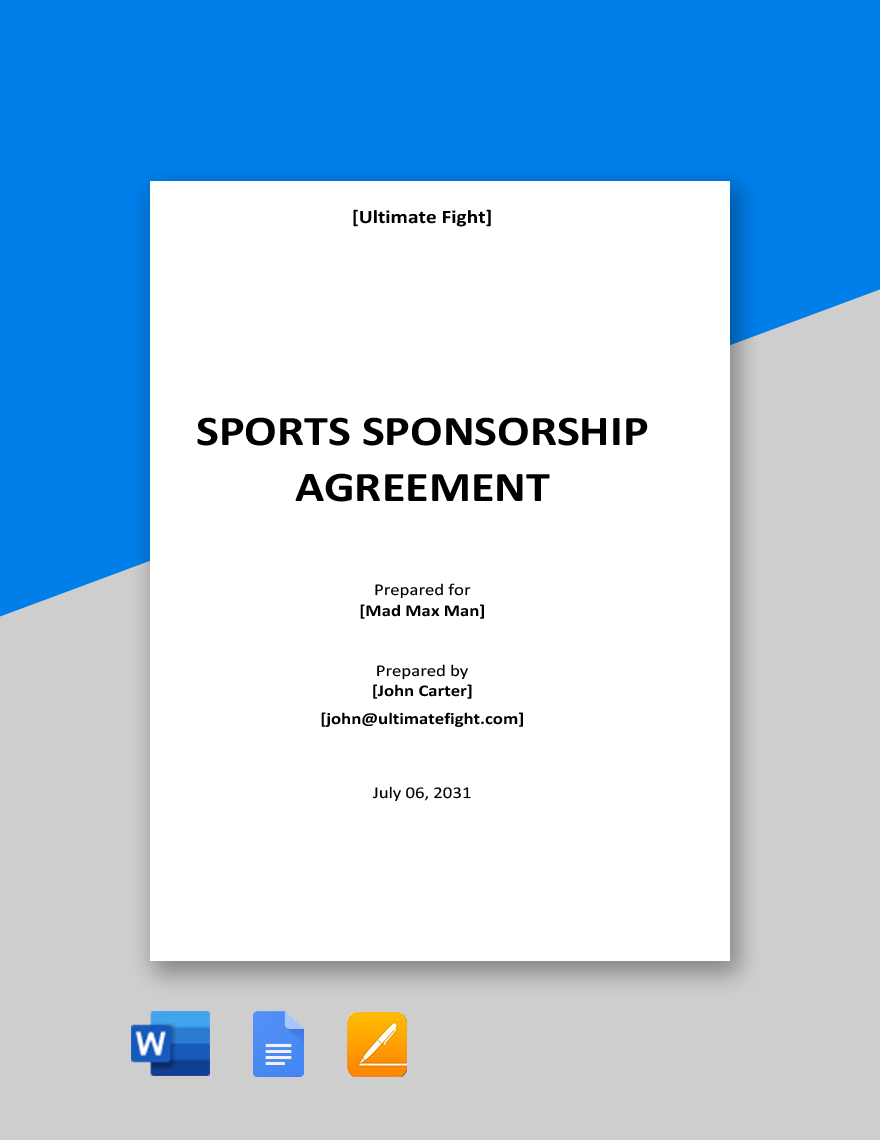 Sports Sponsorship Agreement Template in Word, Google Docs, Apple Pages