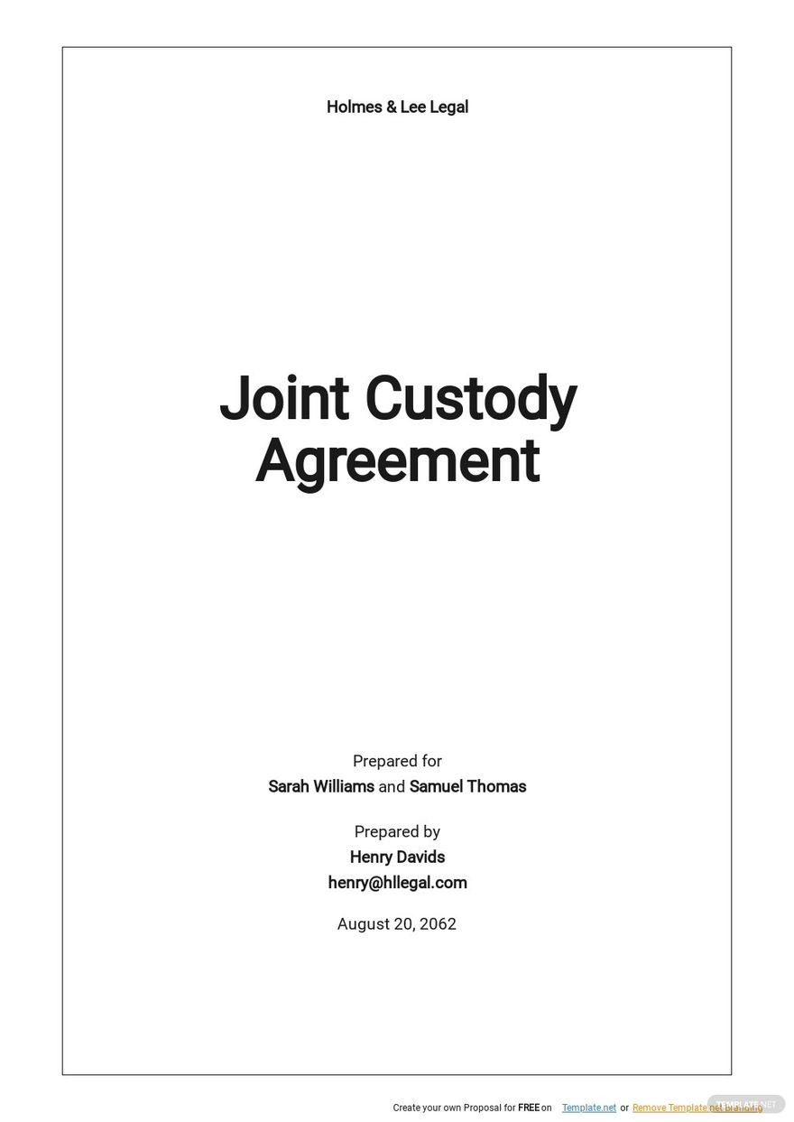 FREE Simple Joint Custody Agreement Template in Google Docs, Word Within joint custody agreement template