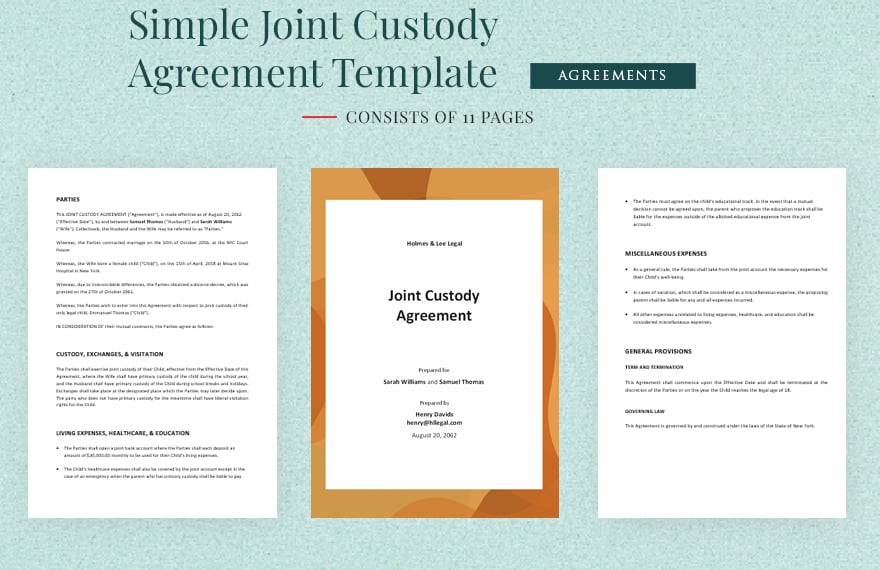 Simple Joint Custody Agreement Template