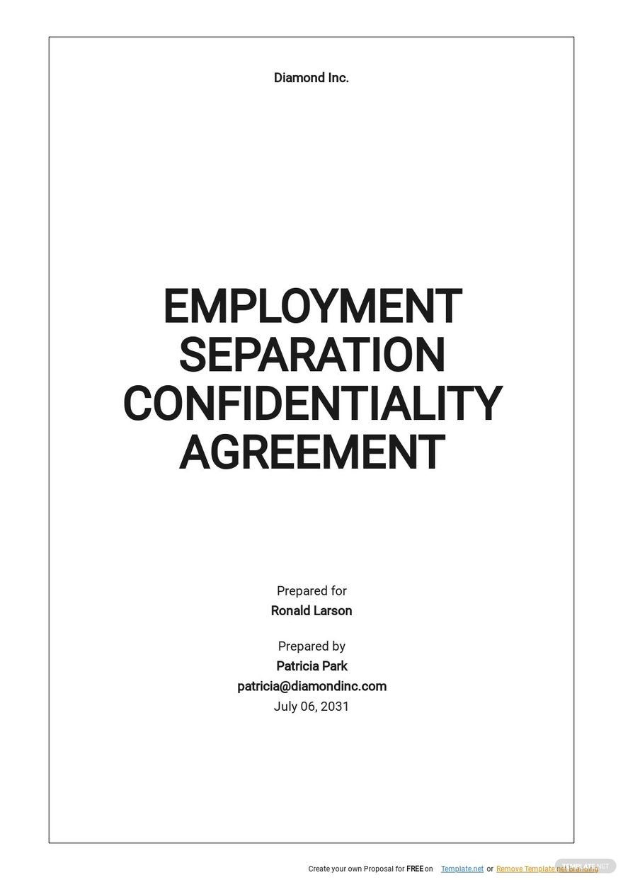 Employee Separation Confidentiality Agreement Template