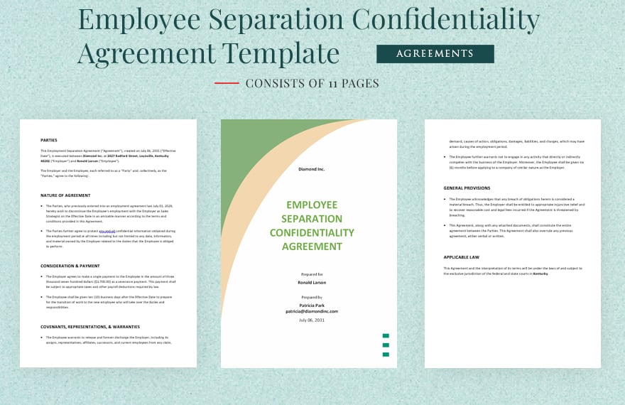 Employee Separation Confidentiality Agreement Template