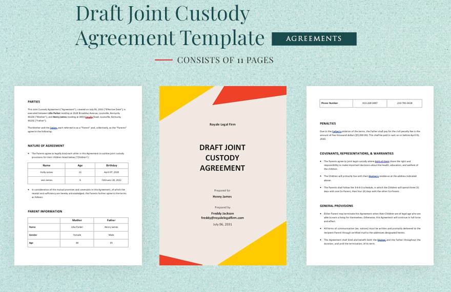 Draft Joint Custody Agreement Template