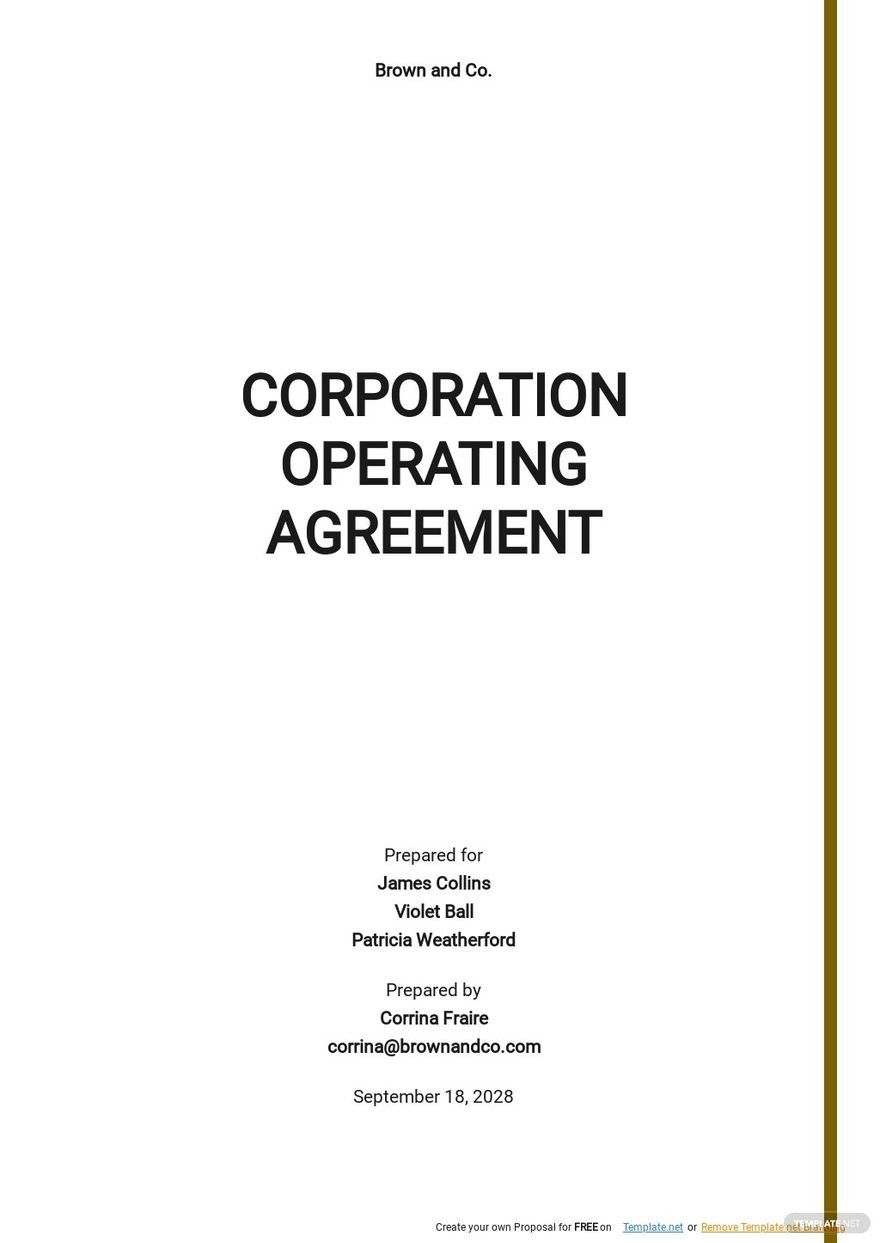 Corporation Operating Agreement Template Google Docs, Word, Apple