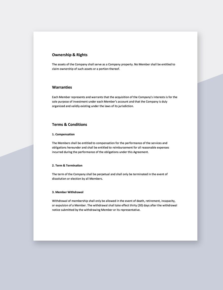 Corporation Operating Agreement Template