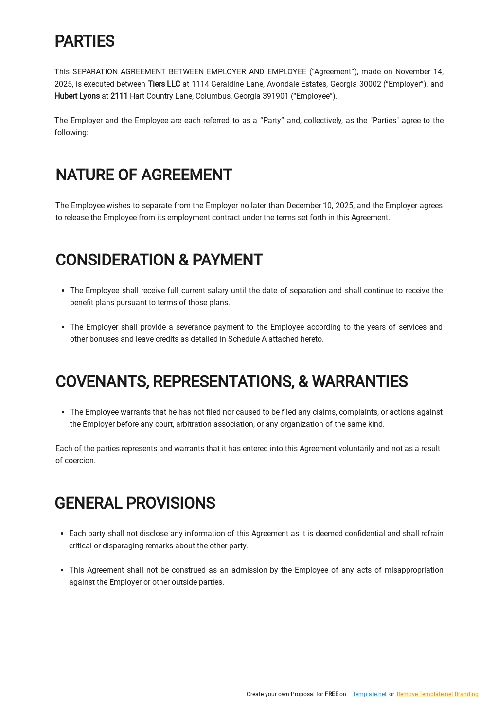 Separation Agreement Between Employer And Employee Template 1.jpe