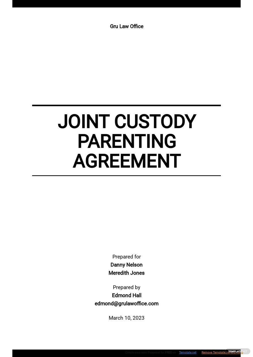 Joint Custody Agreement Templates 9+ Docs, Free Downloads