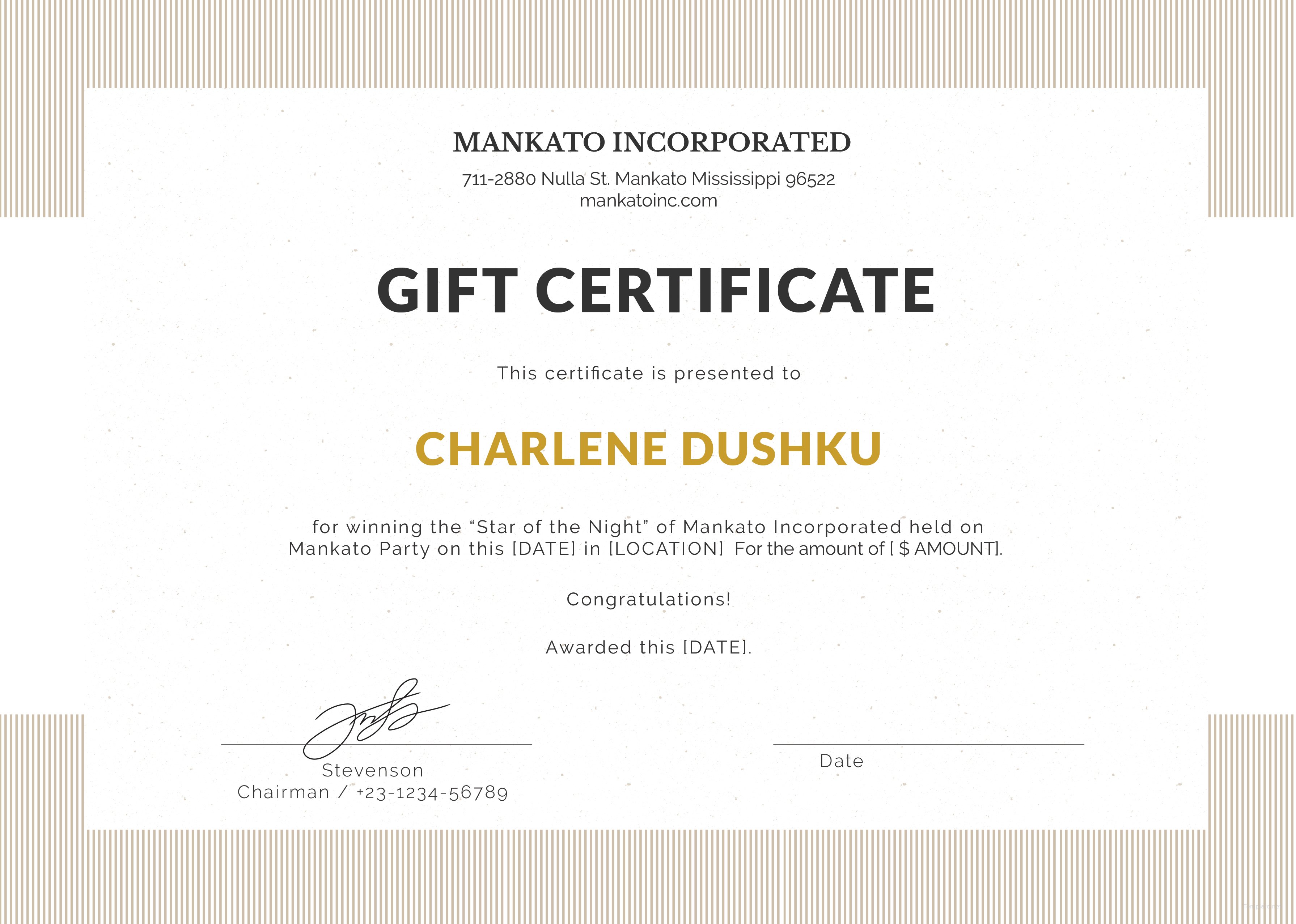 Microsoft Word Birthday Gift Certificate Template Free