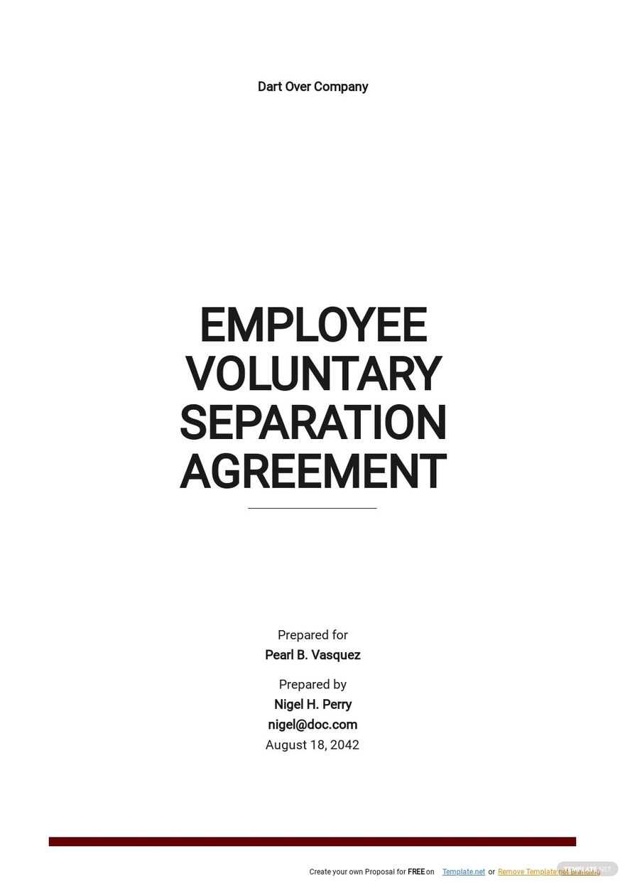 Free Employee Voluntary Separation Agreement Template