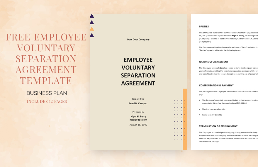 Employment Separation Agreement Pages Templates Design Free 