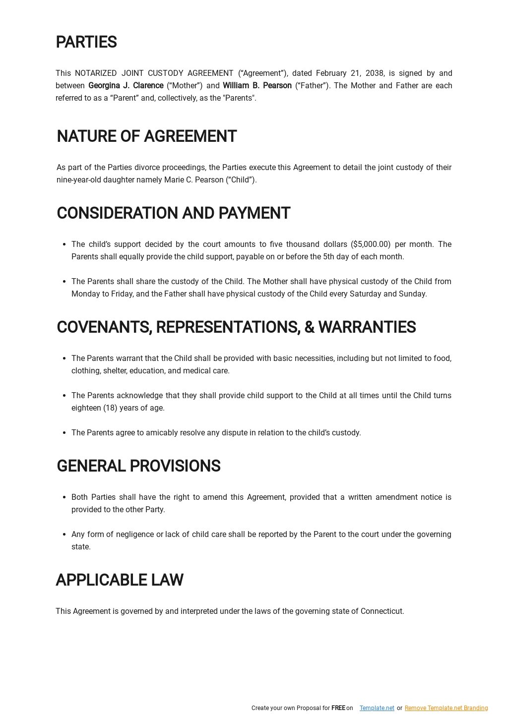 Notarized Joint Custody Agreement Template - Google Docs, Word In notarized custody agreement template