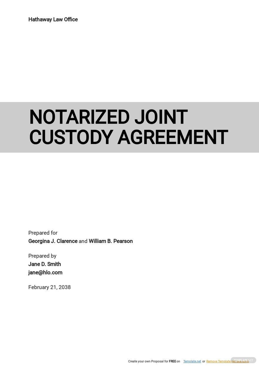 Notarized Joint Custody Agreement Template Google Docs, Word, Apple