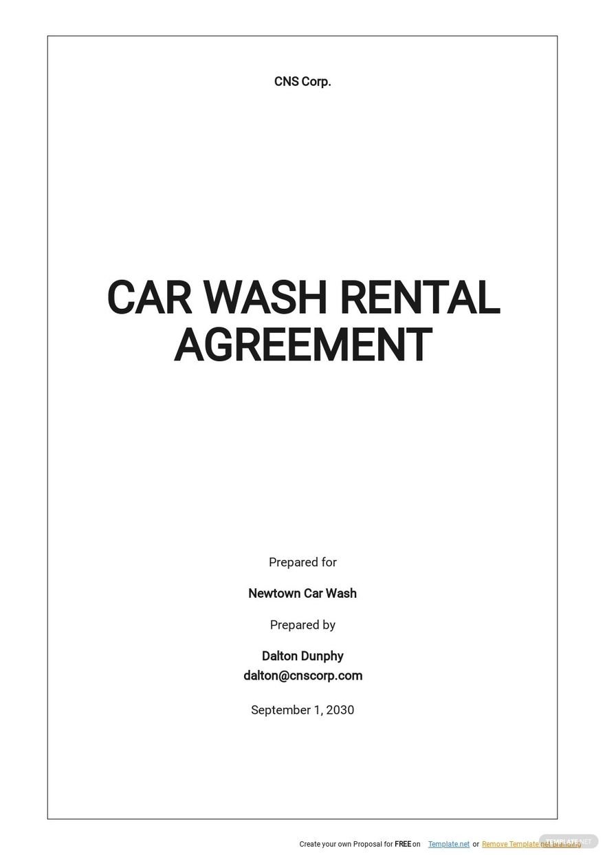 Car Wash Rental Agreement Template