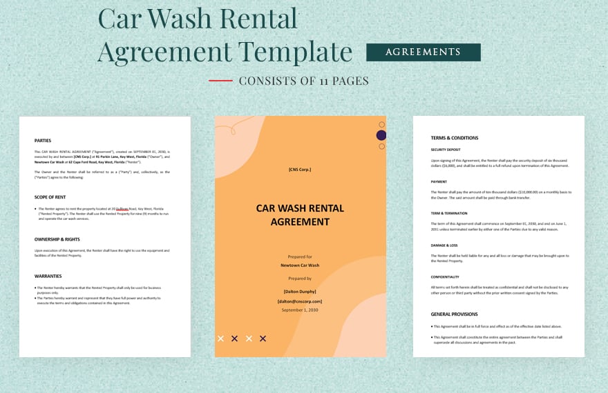 Car Wash Rental Agreement Template in Word, Google Docs, Apple Pages