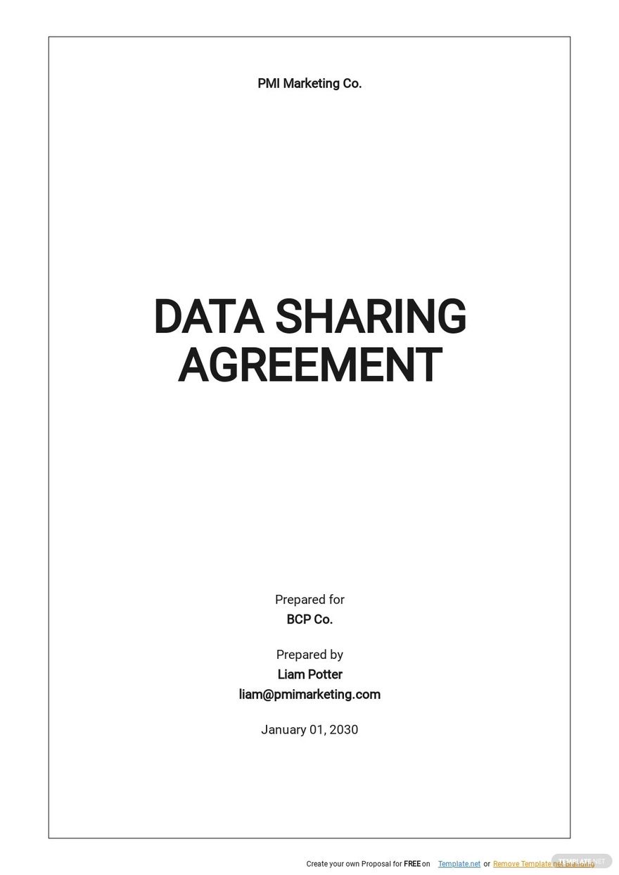 Free Data Sharing Agreement Templates Editable And Printable