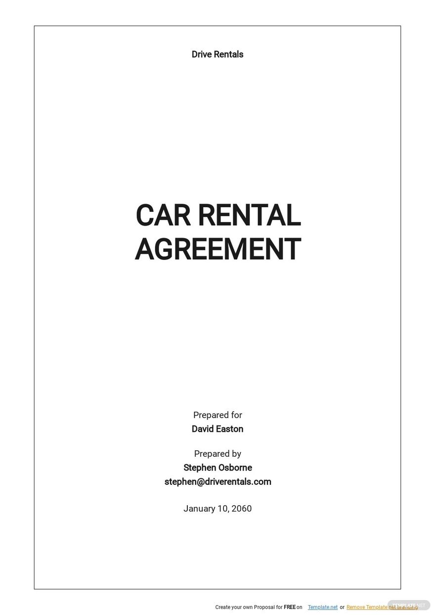 Car Rental Agreement Template 