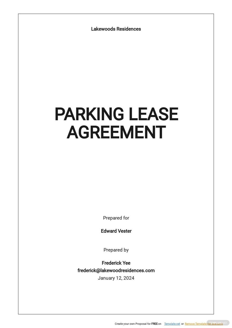 Standard Parking Lease Agreement Template Google Docs, Word, Apple