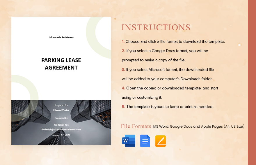 Standard Parking Lease Agreement Template