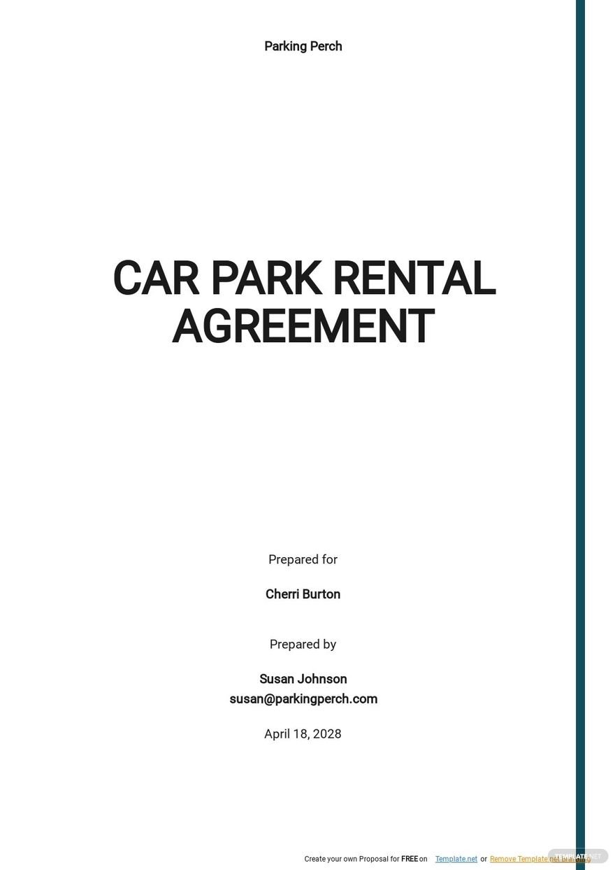 Car Park Rental Agreement Template