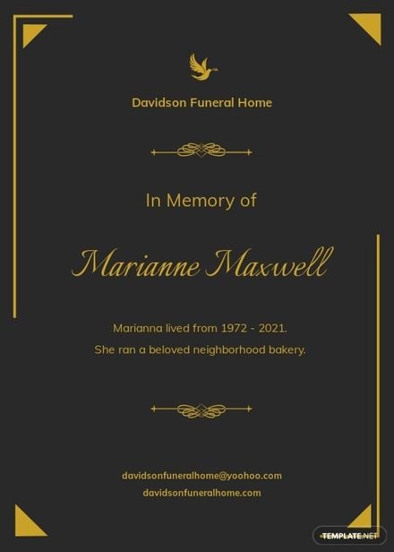 Obituary Card Template