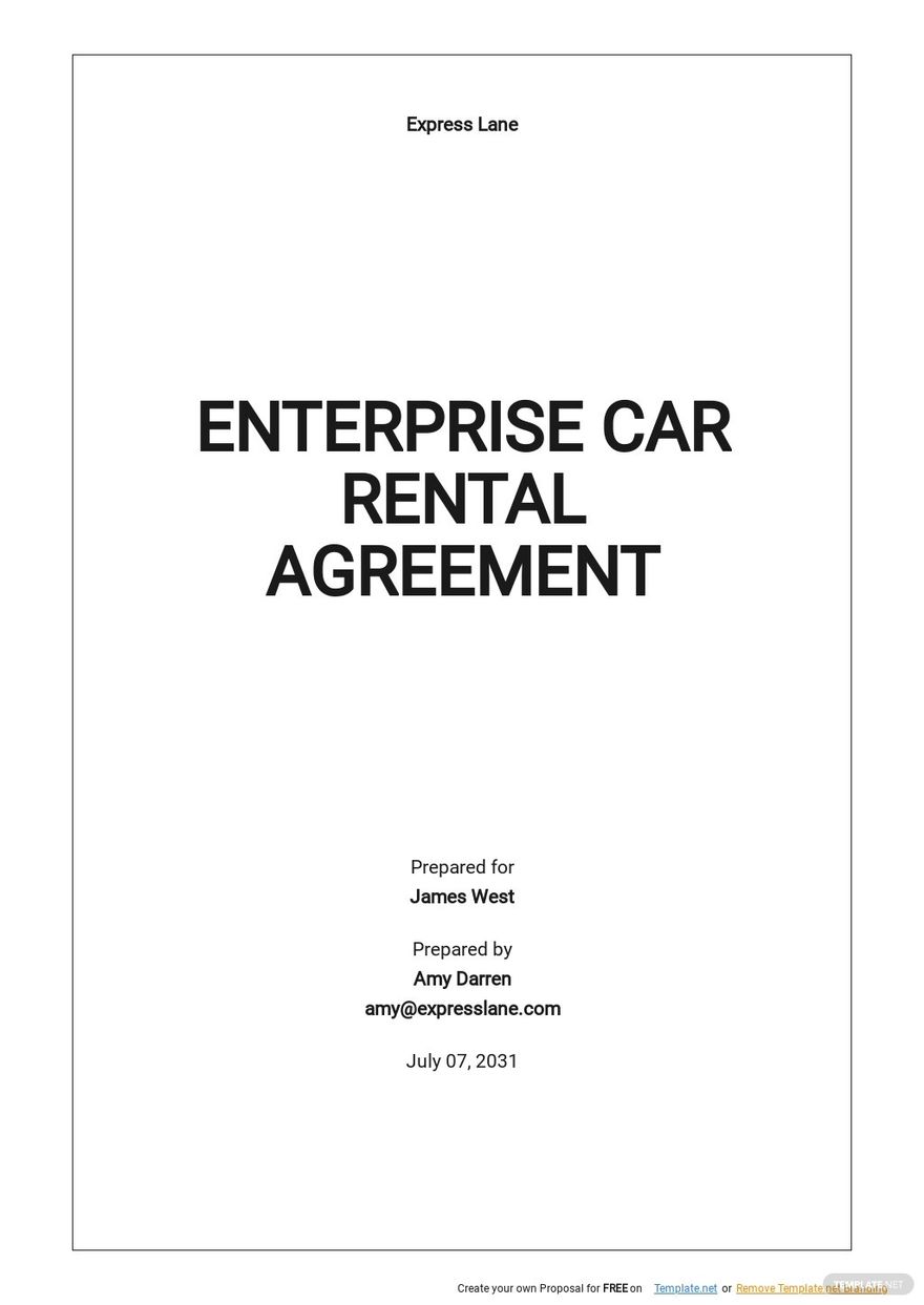 Enterprise Car Rental Agreement Template