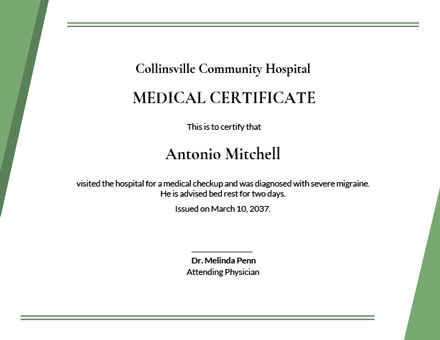 Sample Medical Certificate from Doctor Template - Google Docs, Word ...