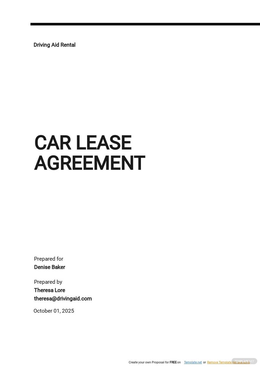 Car Lease Agreement Template Word