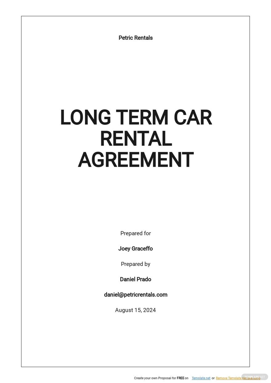 Long Term Car Rental Agreement Template