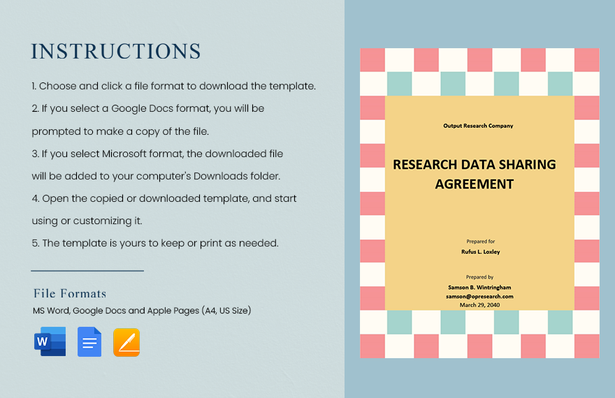 Research Data Sharing Agreement Template