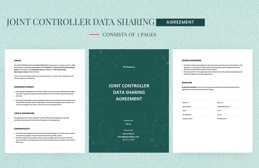 Joint Controller Data Sharing Agreement Template