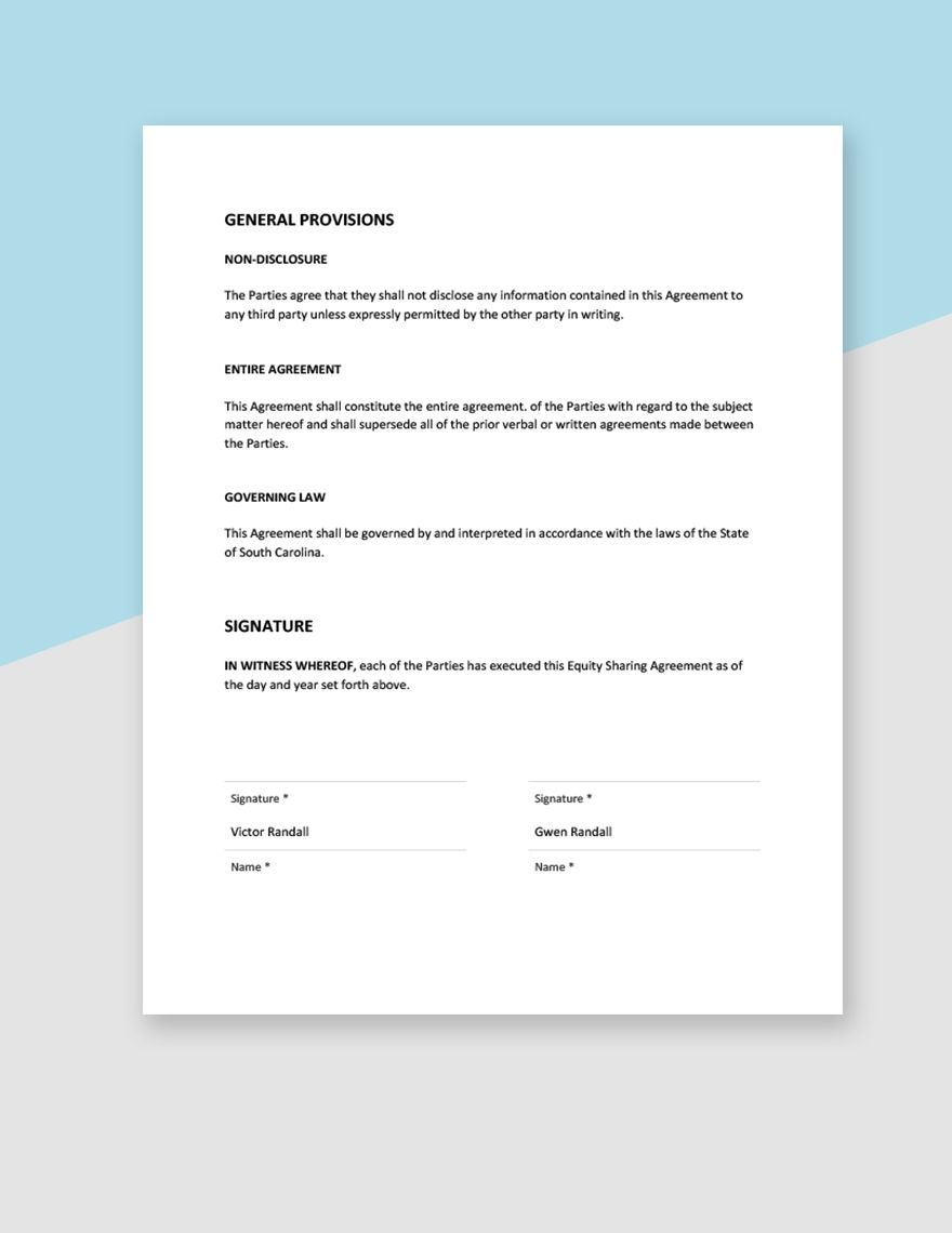 Equity Sharing Agreement Template