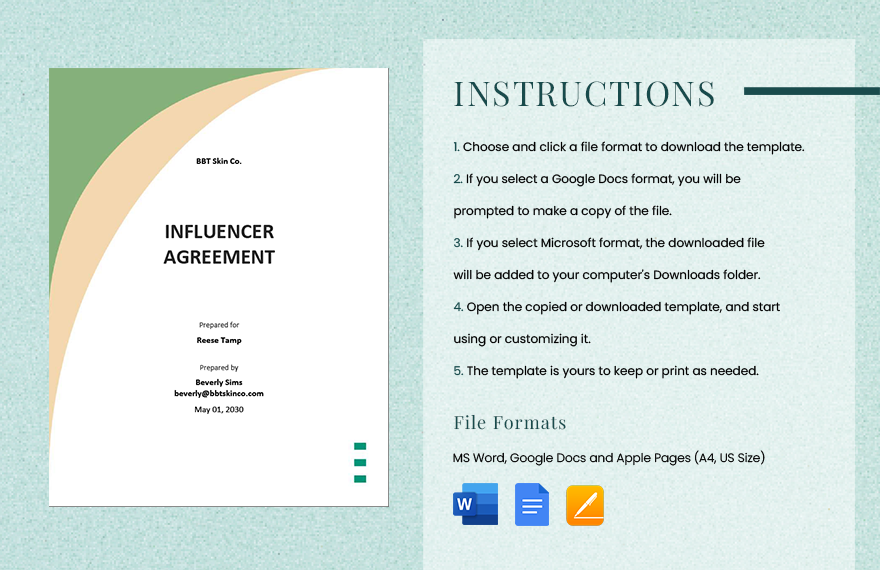 Simple Influencer Agreement Template