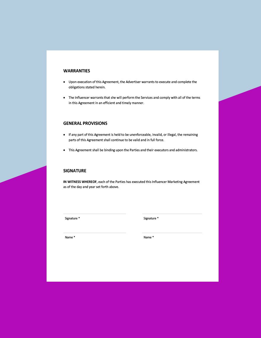 Influencer Marketing Agreement Template Download in Word, Google Docs